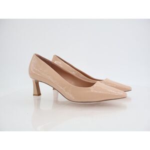 Steve Madden Nathalia Pumps Nude Beige Patent Vegan Kitten Heel Size 9M Career